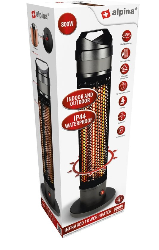 alpina Heater Chauffe-terrasse - Chauffage infrarouge - IP44 résistant aux éclaboussures - 800W