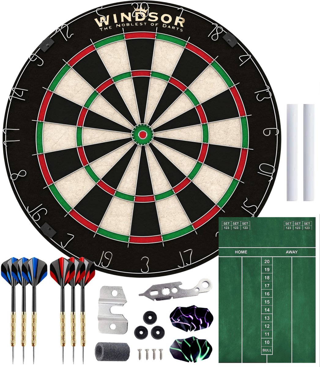 WINDSOR Dartboard - avec fléchettes et accessoires - Sisal - Dartboard - Knight 3