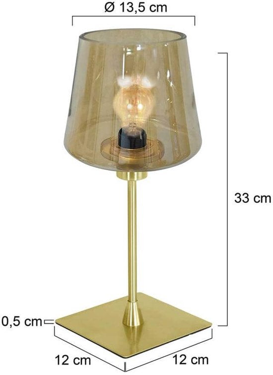 Lampe de table Ancilla 3102ME, style classique, laiton, douille E14, allumage/extinction par effleurement, avec verre et métal, pour l'intérieur - Steinhauer