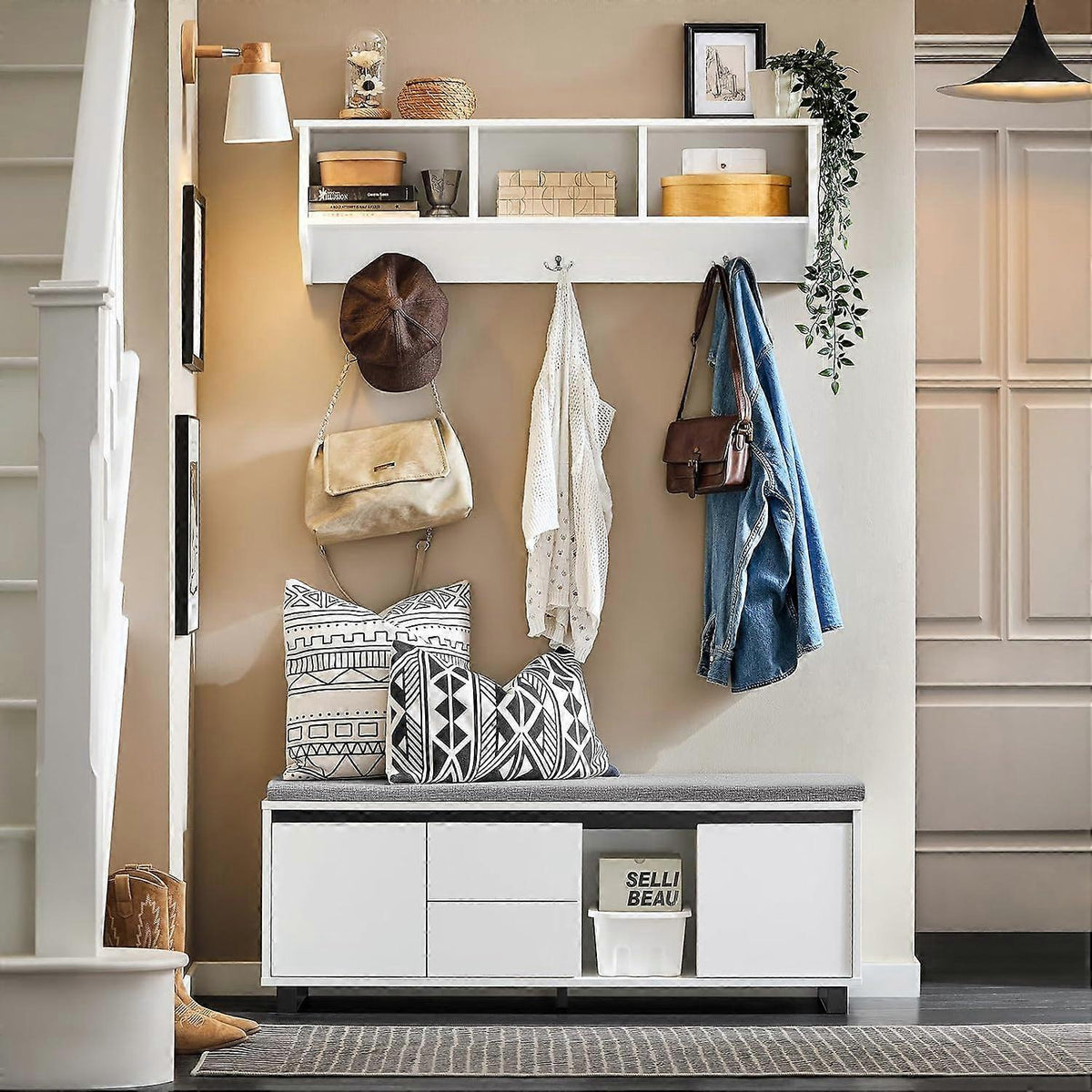 SoBuy Meuble à chaussures - FSR176-W - MDF - Max. 230Kg - 110x35x42cm - Blanc