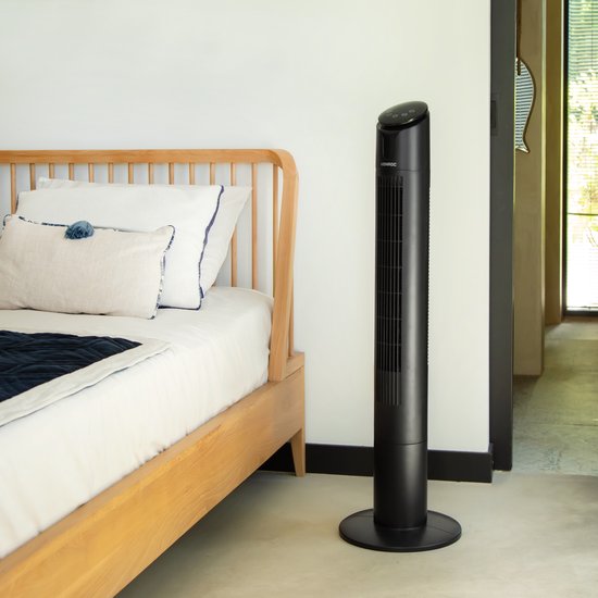 VONROC Luxury Fan - Ventilateur de tour - hauteur 110 cm - télécommande incluse - 3 vitesses - fonction swing - minuterie de 15 heures - noir