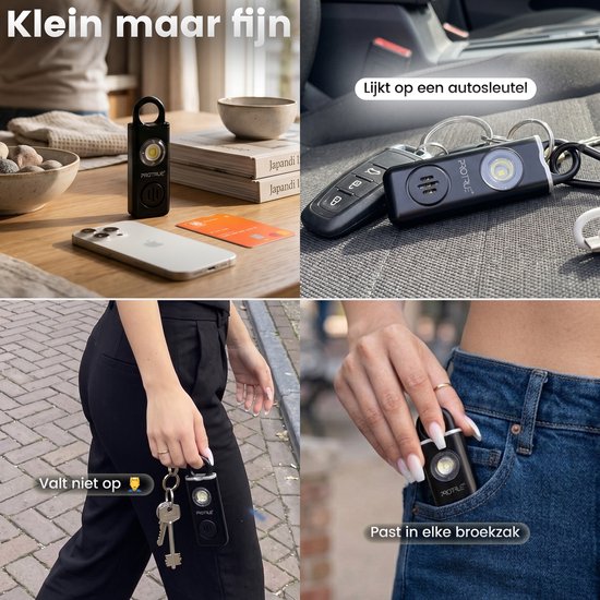 Alarme personnelle - Porte-clés d'autodéfense - Alarme de poche 130 dB avec lampe de poche - Spray au poivre - Rechargeable