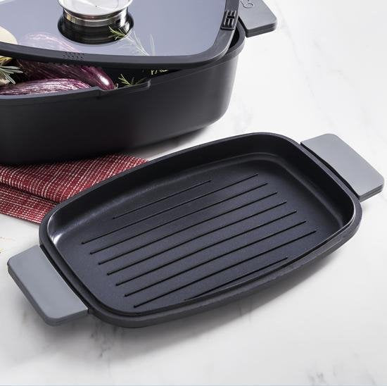 Bergner Infinity Chefs Grill Plate 42 X 22 Cm - Fonte d'aluminium - Poignées Soft-Touch