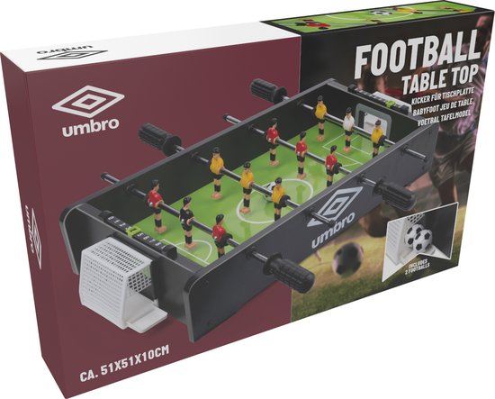 Umbro Table Soccer - Modèle de table - avec 12 joueurs - 2 mini ballons de football inclus - Jeu de football de table - Noir