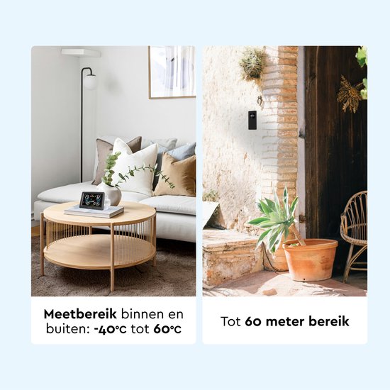 BRASQ Station météo intérieure et extérieure sans fil avec compteur de CO2 - Hygromètre - Avec capteur extérieur jusqu'à 60 mètres - Humidimètre - Thermomètre - Baromètre - piles incluses