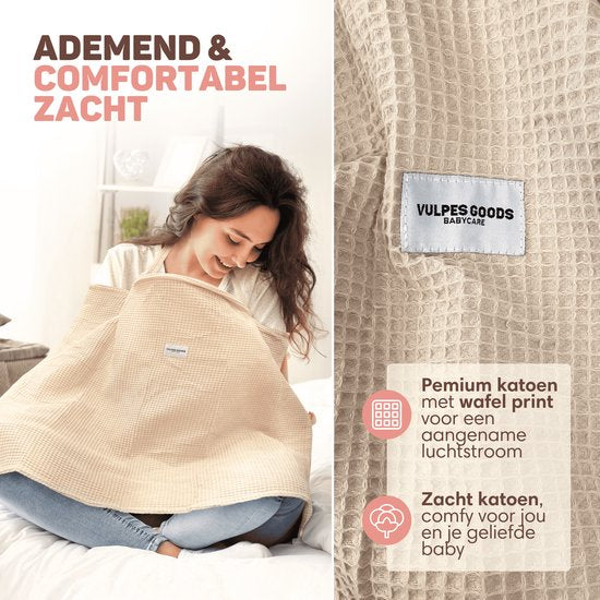 Vulpes Goods® BabyCare - Drap d'allaitement - Drap d'allaitement - Drap de protection - 100% OEKO- Tex, respirant - Drap d'allaitement hydrophile pour un allaitement confortable - Cadeau de naissance - Cadeau de maternité - Gaufré