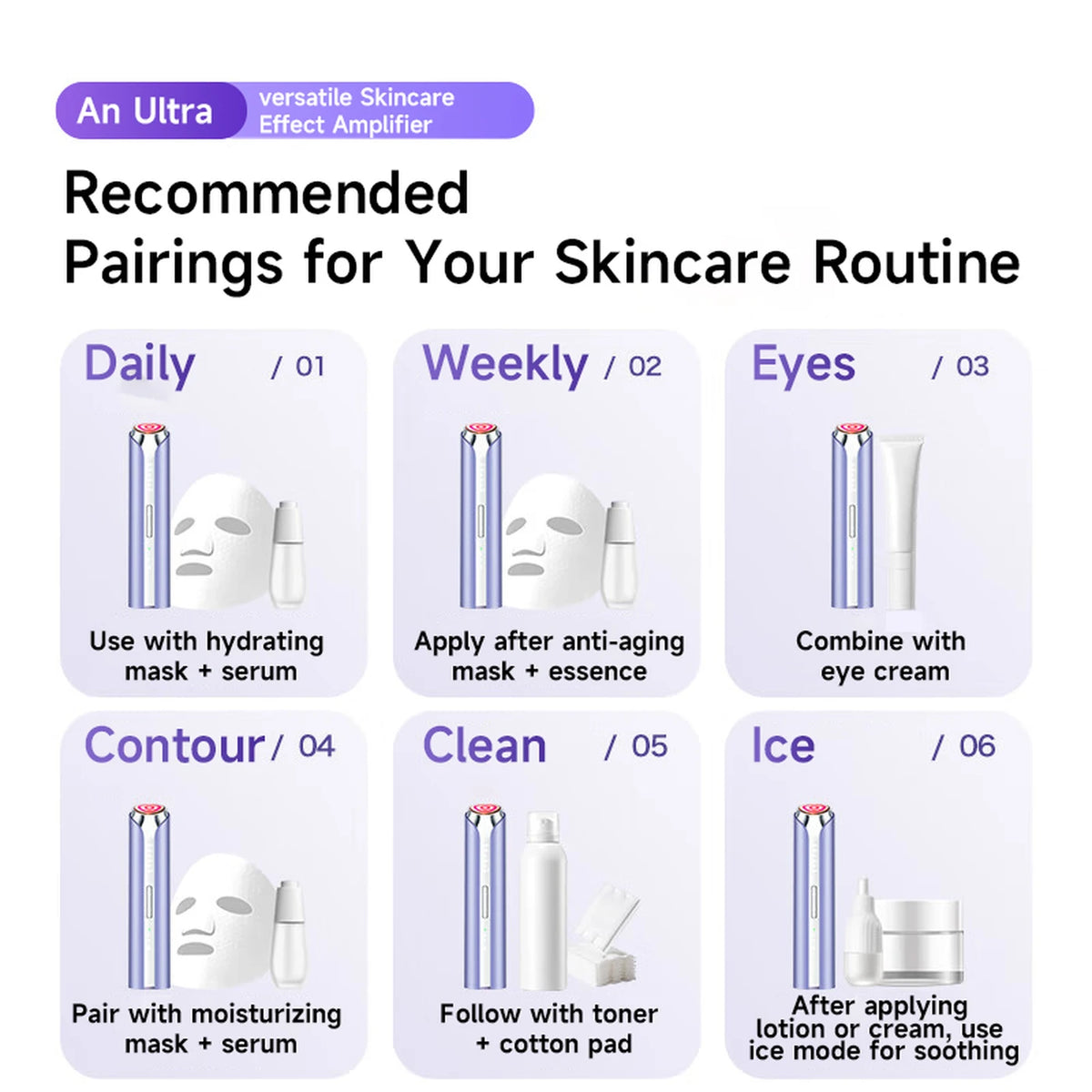 Appareil de soins du visage Haier M1 Superconducting Tower HYU1-M1MAX – EMS et thermothérapie – Violet