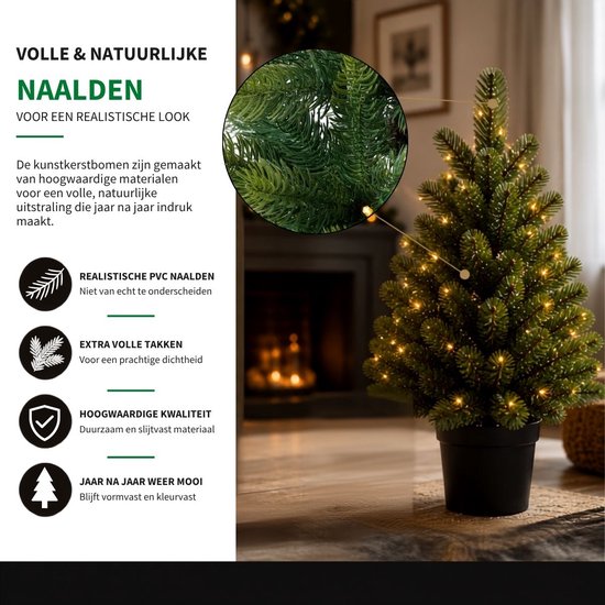 Ensemble « Black Box Trees Nagoya » : sapin et couronne de Noël - 2 sapins de Noël artificiels et 1 couronne avec éclairage LED - H 90 x Ø 45 cm - Vert