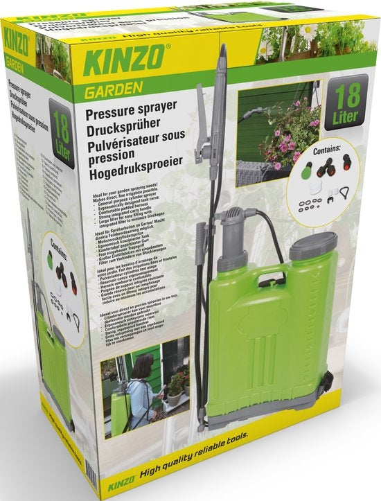 Kinzo Garden pulvérisateur haute pression - 18 litres - design ergonomique