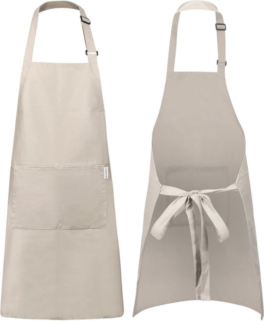 Tablier de cuisine Castagnola - Imperméable et antisalissure - Tablier de cuisine professionnel - Tablier pour femmes et hommes - Tablier de traiteur - Unisexe - Boucle réglable - Compartiments extra-larges - Beige