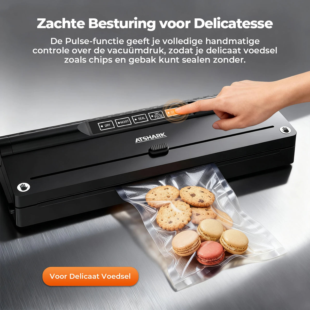 Machine à emballer sous vide Atshark VS6615H - 5-en-1 - 40 sachets sous vide - Compacte