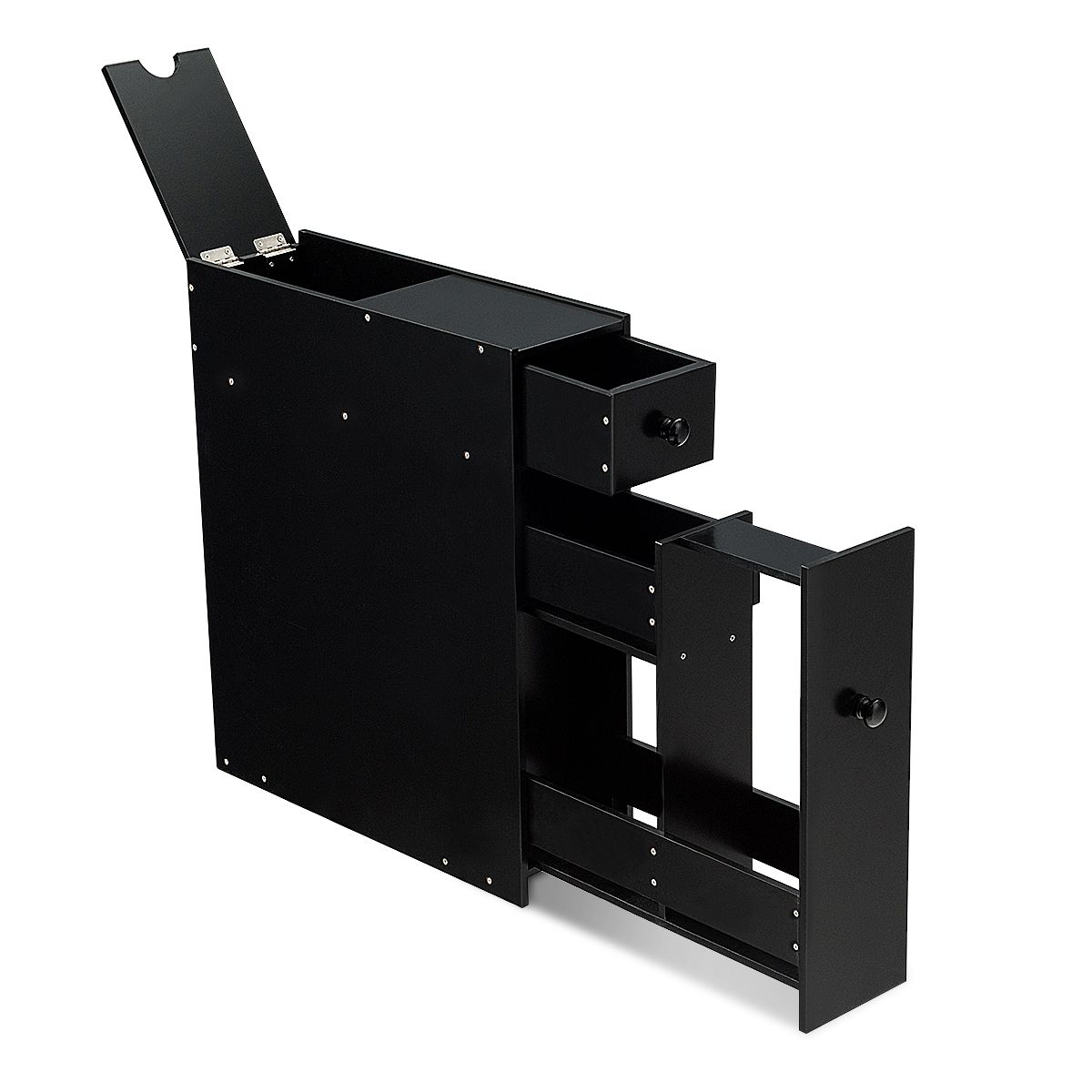 Coast Meuble de salle de bain compact - Multifonctionnel - 48 x 16 x 58 cm - MDF - Noir