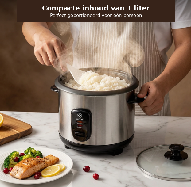 Cuiseur à riz électrique Woox 1 litre - Noir et inox - Couvercle en verre