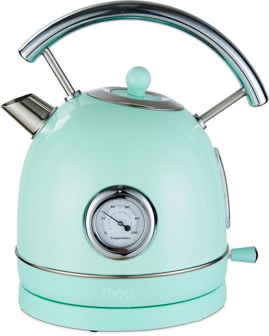 MOA Bouilloire rétro - Vert pastel - Vert menthe - Électrique - acier inoxydable - EK4TG