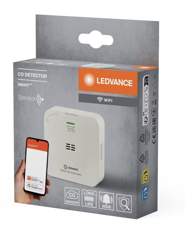 Ledvance Smart+ Wifi détecteur de monoxyde de carbone - blanc - 85x27x85 mm - compact et intelligent