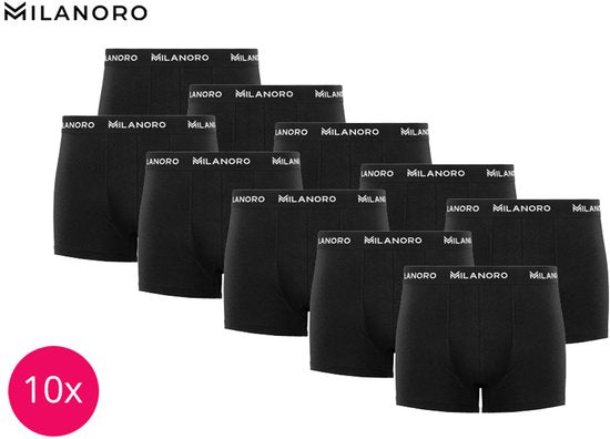 Milanoro - Lot de 10 boxers stylés en coton - Mélange foncé - M