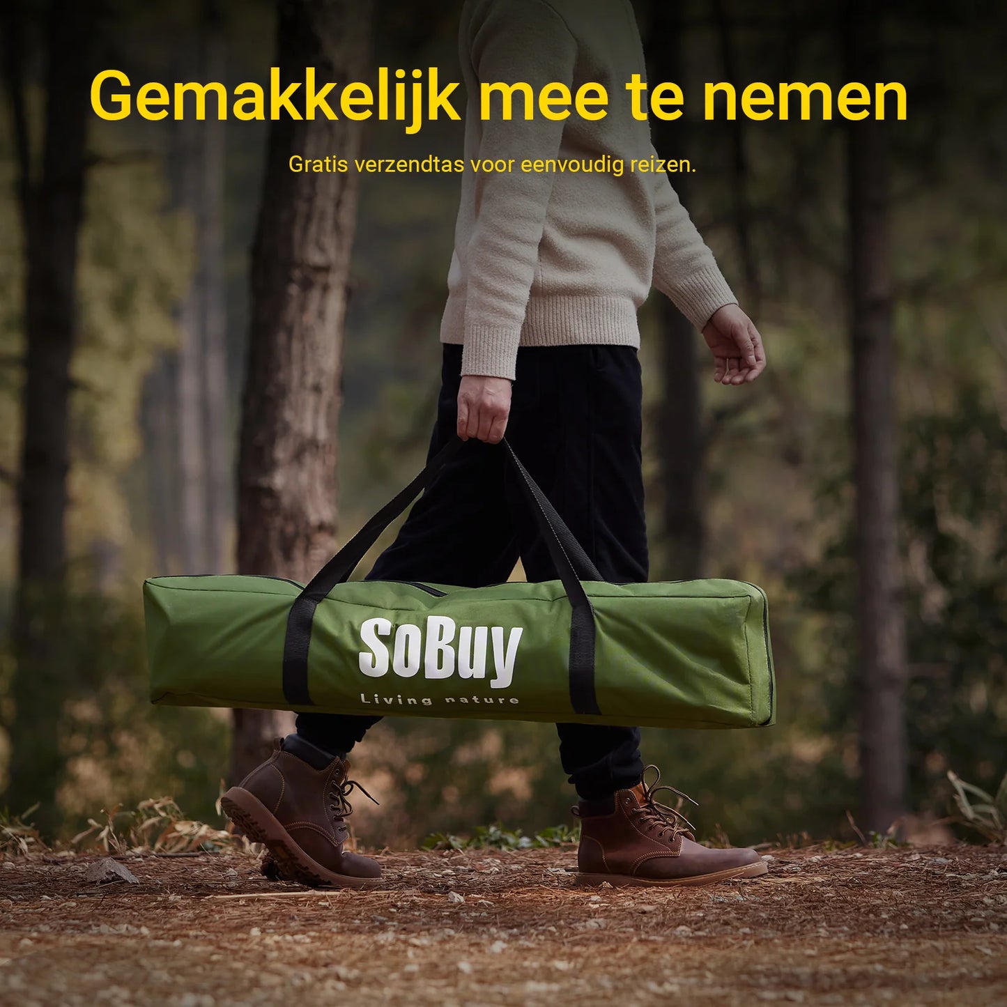 Tente de camping SoBuy OGS32-II-GR 1 place, vert foncé – 2-en-1 avec crochet pour lampe et rangements pour chaussures, 193 × 161 cm