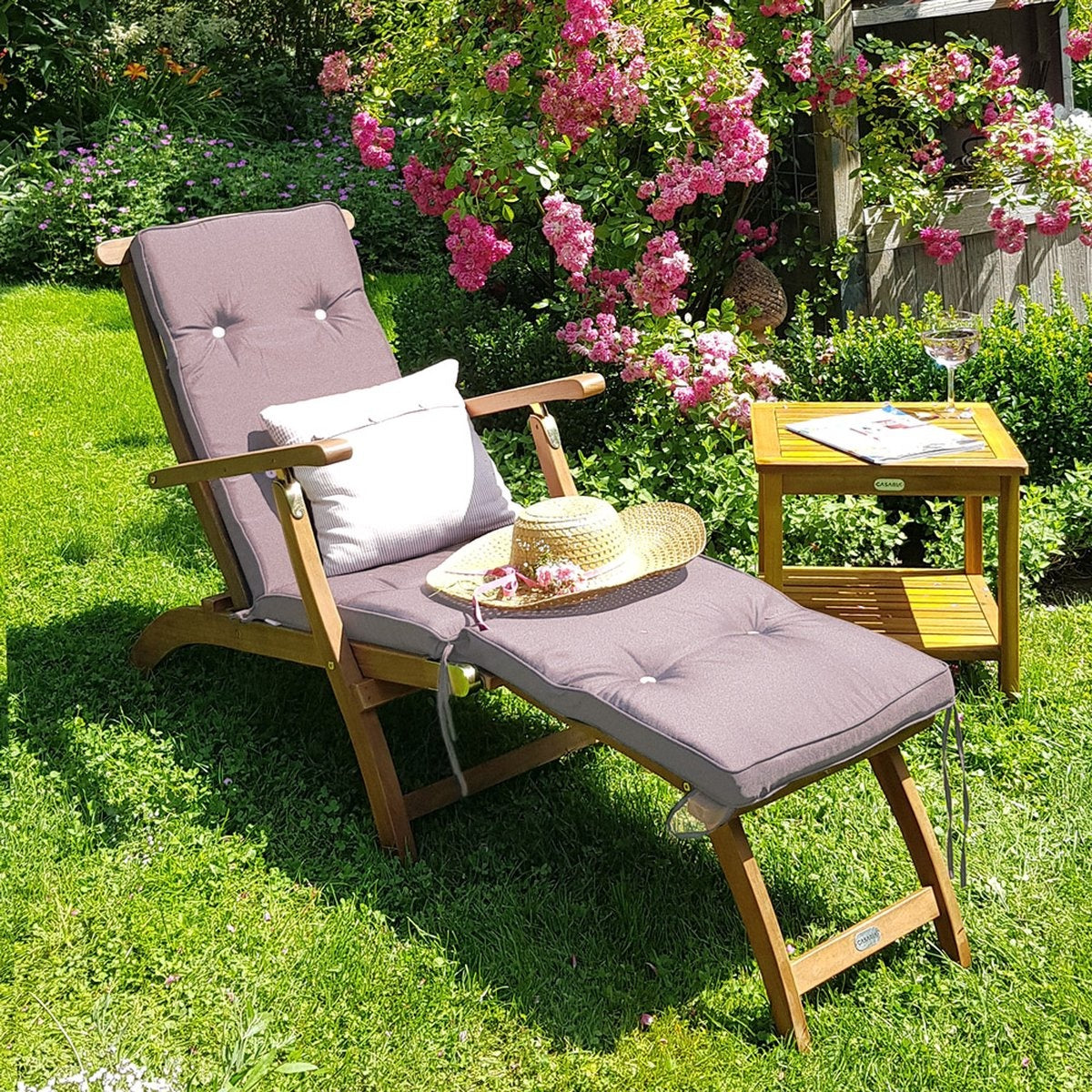 Chaise longue - Casaria Queen Mary – Bois d’acacia – 169 x 54 x 95 cm – Marron