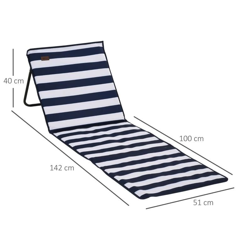 Chaise longue de plage Outsunny - pliable et ajustable - 142 x 51 x 40cm - noir/blanc