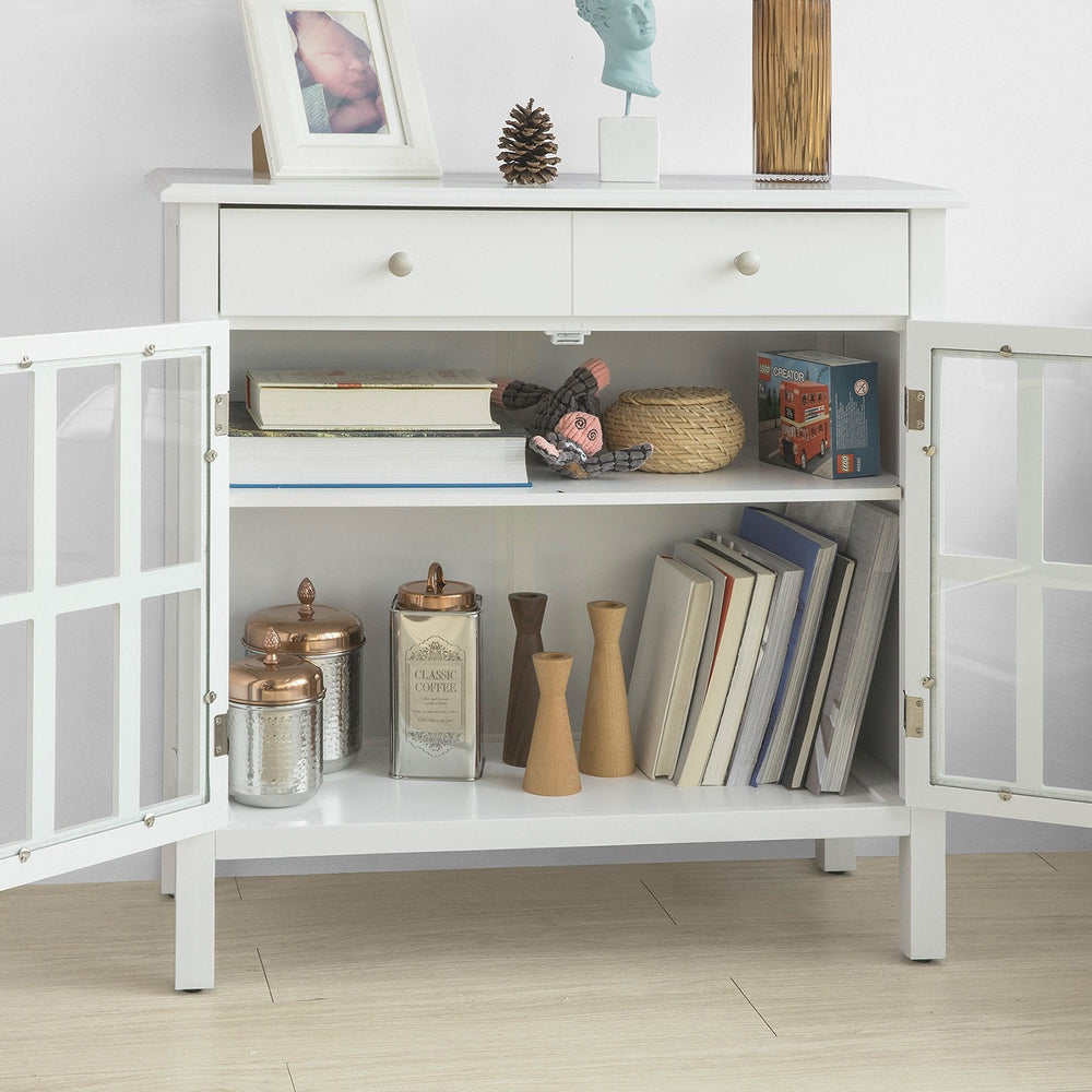 SoBuy FSB23-W Meuble de cuisine avec 2 tiroirs et 2 portes - Blanc - 80x80x34 cm - Rustique