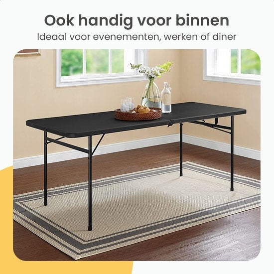 Table pliante - Goliving - Table de camping - Table pliante d'extérieur - Résiste aux intempéries - 122 x 60 x 74 cm - Noir