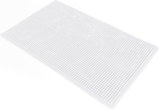 Loti Living Tapis de bain antidérapant - Tapis de douche - Tapis de bain - Tapis de sol - Tapis de bain Chenille - Blanc - 50x80 cm