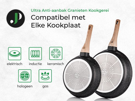 Just Perfecto 15 Piece Induction Cookware Set - Black Cookware Set With Lid For Gas and Induction - PFAS free - Cold grips