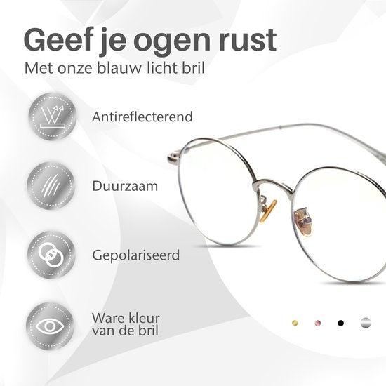 LC Eyewear Lunettes d'ordinateur - Lunettes à lumière bleue - Lunettes d'affichage - Métal - Unisexe - Argent