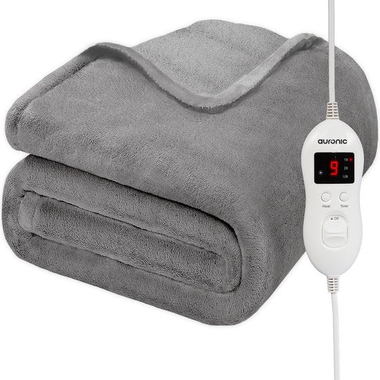 Couverture électrique - Auronic - Chauffante réglable - 2 personnes - 200x150 - Gris