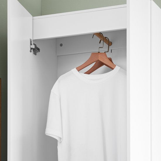 SoBuy KSB01-W Armoire, pour adultes, chambre à coucher, armoire, pour chambre à coucher, salon, couloir, 1 armoire, 2 portes, 5 compartiments