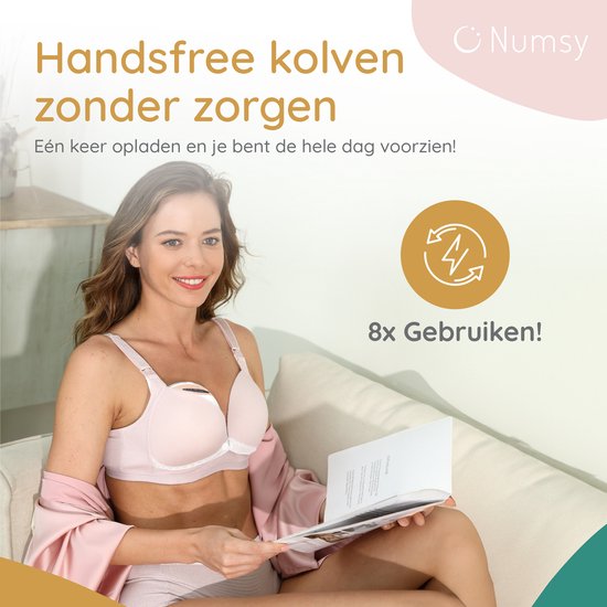 Numsy Tire-lait électrique double sans fil et mains libres - BPA-free - 1 pièce - avec sac de rangement - Nude Pink