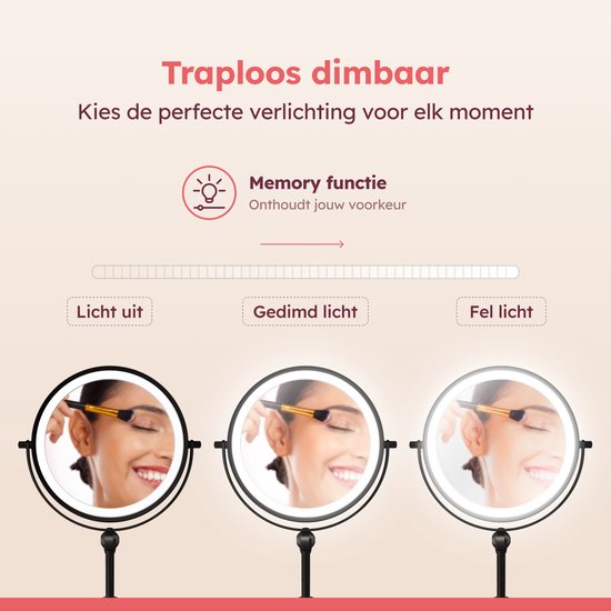 Miroir de maquillage Fraay® avec éclairage LED - Grossissement 10x - Miroir grossissant avec éclairage - Rechargeable - Miroir de rasage - Miroir de salle de bains - Noir