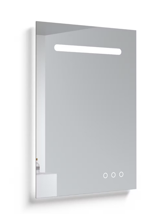 Miroir de salle de bain intelligent Kame Match - 60 cm - Gris mat - Avec éclairage LED, haut-parleurs Bluetooth et fonction anti-buée