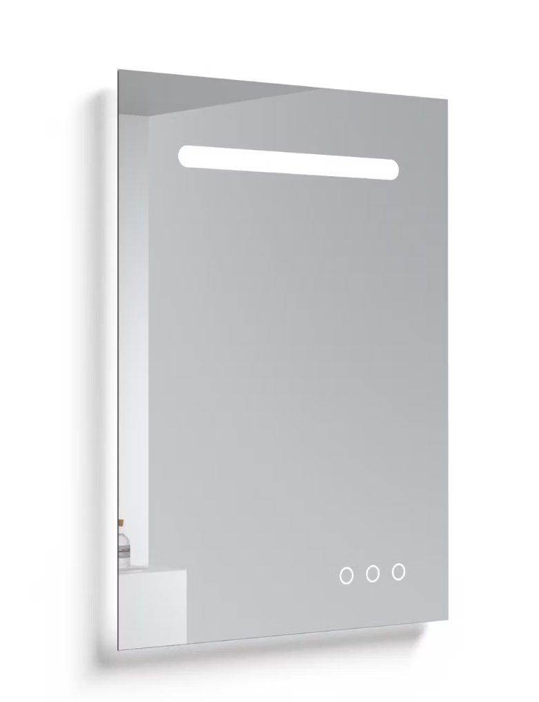 Miroir de salle de bain intelligent Kame Match - 60 cm - Gris mat - Avec éclairage LED, haut-parleurs Bluetooth et fonction anti-buée