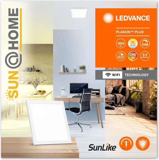 LEDVANCE Luminaire : pour plafond, SunHome Panels / 2 W, 22-...24- V, angle de rayonnement : 11-, Tunable White, 22- ... 5- K, matériau du boîtier : aluminium, IP2-