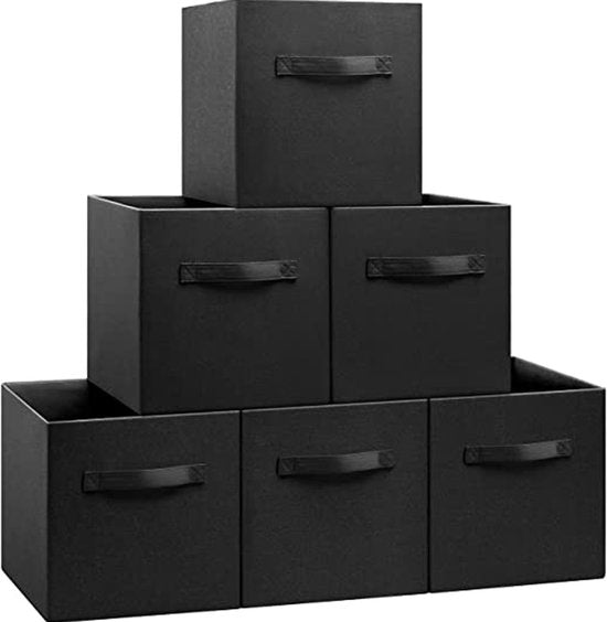 SWILIX® Panier de rangement multifonctionnel / Boîte de rangement - organiseur de placards - 6 pièces - 20 L - Noir