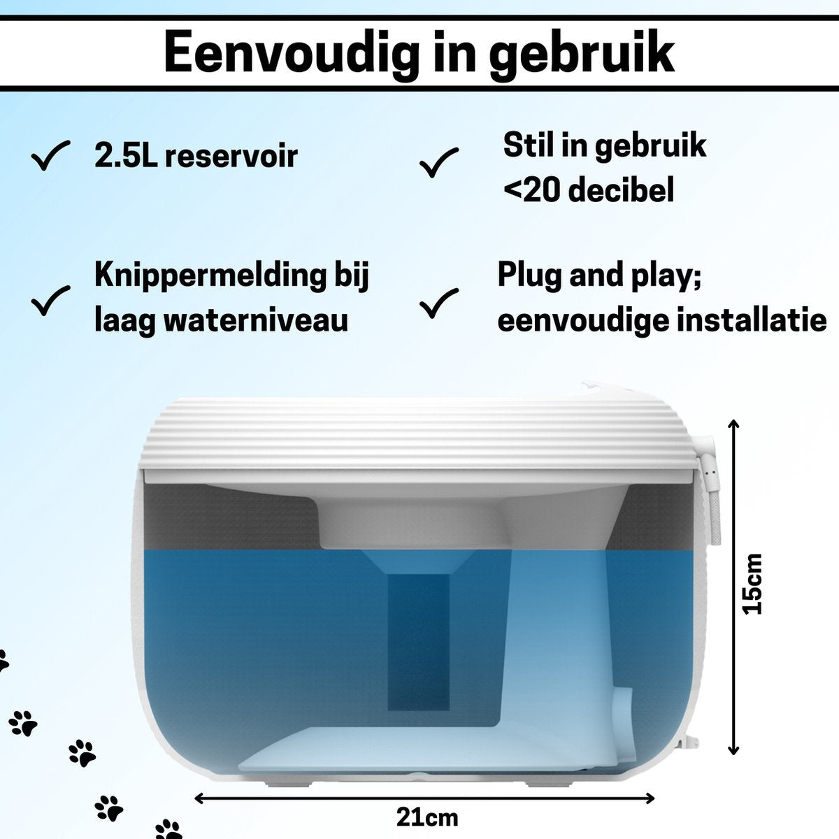 BOME Abreuvoir - Fontaine pour chat - 2,5 litres - Abreuvoir pour chat et chien - Fontaine à eau pour chat - Rinçage automatique