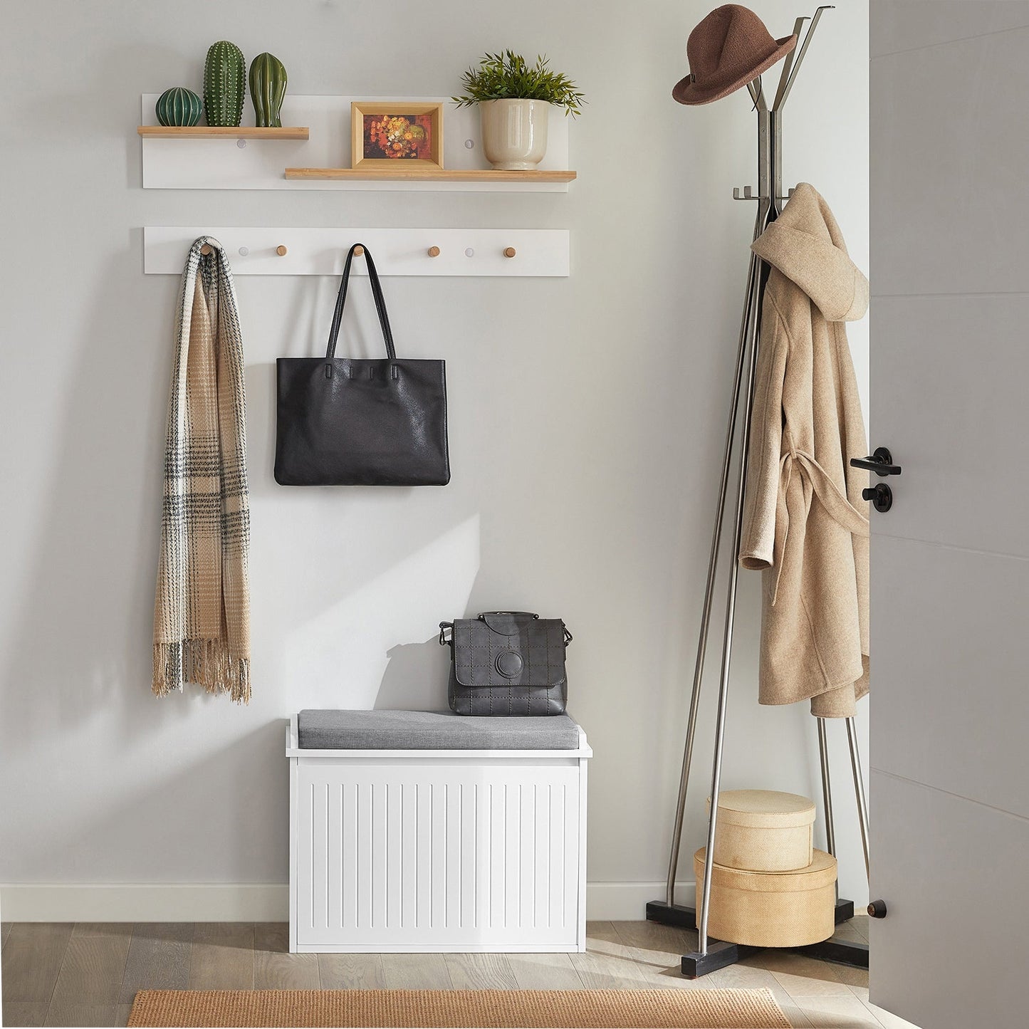 Meuble à chaussures - SoBuy - Avec 1 tiroir - Max. 150 kg - 60 x 26 x 46 cm - Blanc/ Gris