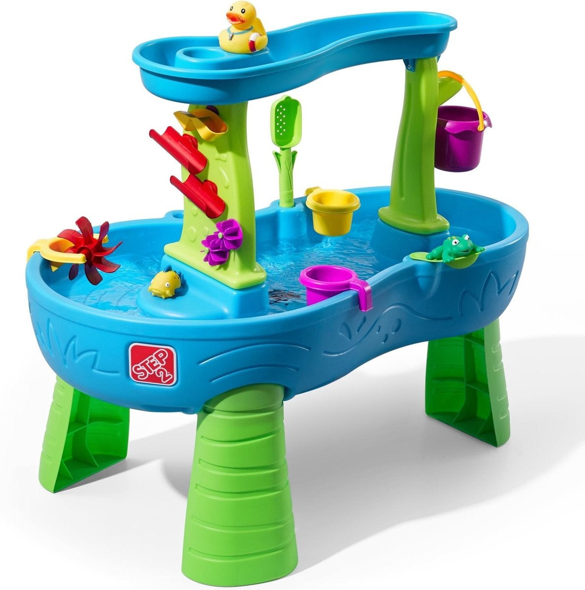 Step2 Rain Showers Splash Pond Water Table - Avec 13 pièces d'accessoires - Jouet d'eau pour enfant - Table d'activité avec eau pour jardin/extérieur