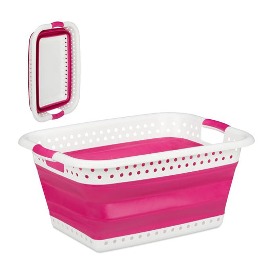 Panier à linge pliable Relaxdays 50 L - Rouge - Plastique
