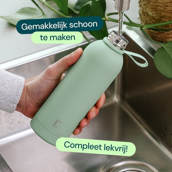Bouteille d'eau Castagnola - Bouteille à boire en acier inoxydable 500 ML - Thermos en acier - Bouteilles à boire pour adultes - Double paroi - Vert
