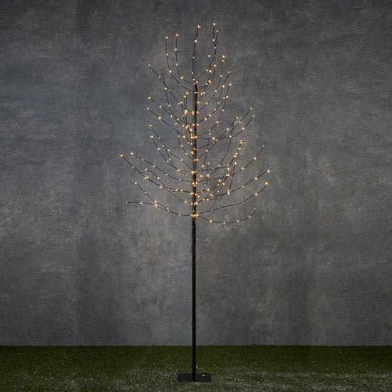 Luca Arbre à lumière avec éclairage LED blanc chaud - H200 x Ø18 cm - Noir