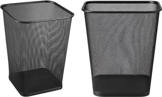 BRASQ 2x Paper Bin Square - Black - 12 Liter - Trash can - Garbage can - Waste bin - Paper basket - Metal - Set of 2