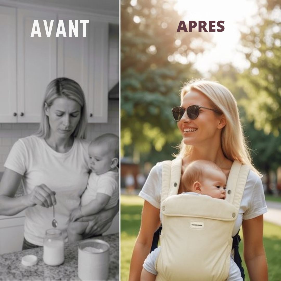 Porte-bébé Vulpes Goods® BabyCare - ergonomique 0-36 mois - ventral de luxe jusqu'à 20 kg - Coton OEKO-TEX® - Confort mains libres - Avec support dorsal et position M - Crème