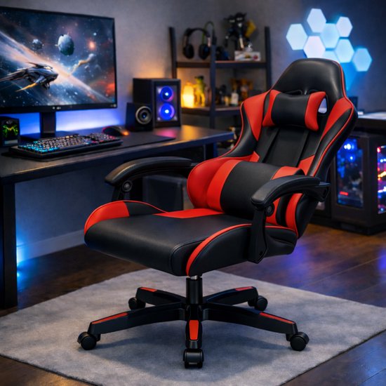 Bayt Gaming chair - Chaise gaming - Chaise gamer confort - Noir et rouge