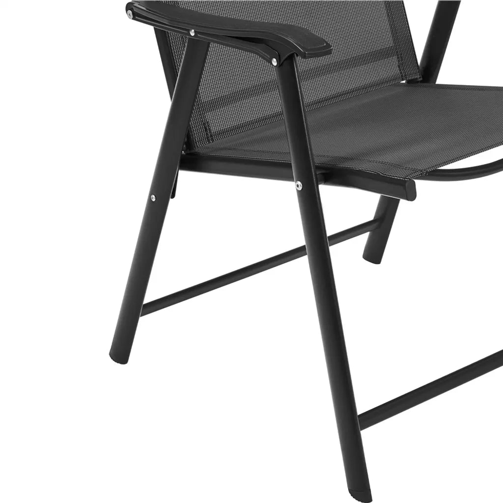 Yaheetech Chaises de Jardin Lot de 2 Noirs - Dossier haut pliable - 54 x 57 x 93.5 cm
