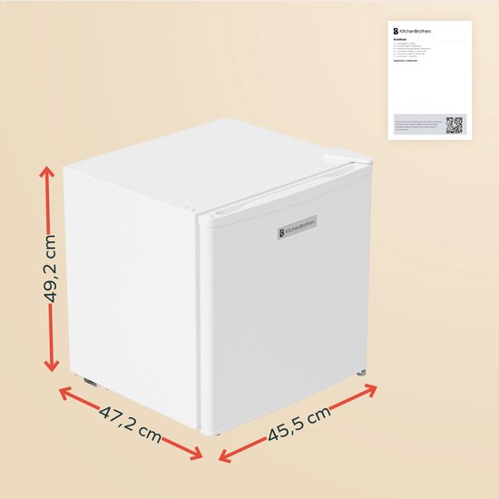 Mini-réfrigérateur KitchenBrothers - 43 L - Petit réfrigérateur - Minibar - Autonome - Frigo - Compact - Blanc