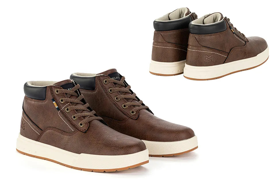Baskets pour homme Milanoro, taille 43 - Semelle à crampons robuste - Cuir PU - Cognac