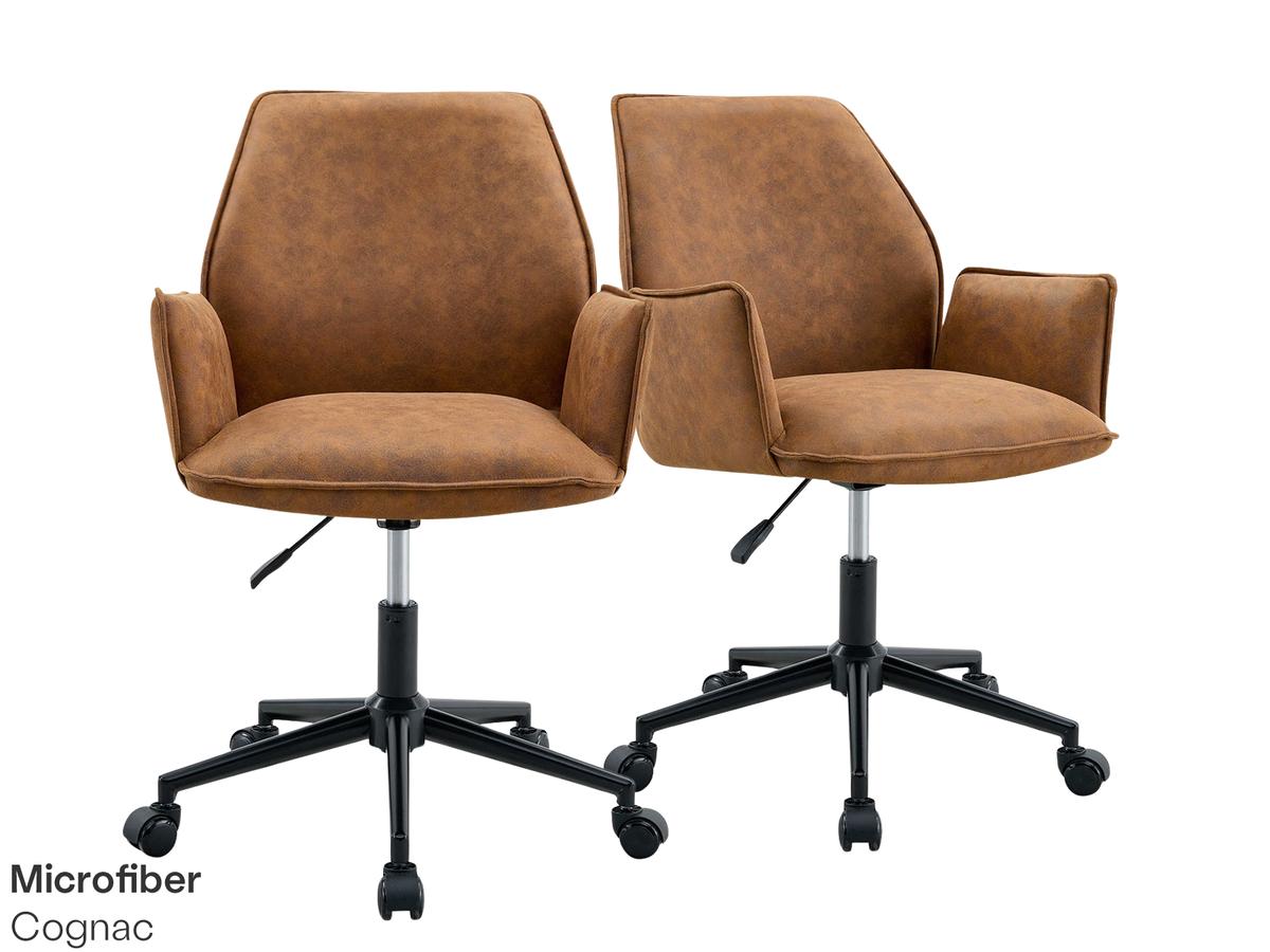 Chaise de bureau Jill en microfibre - Cognac - Lot de 2