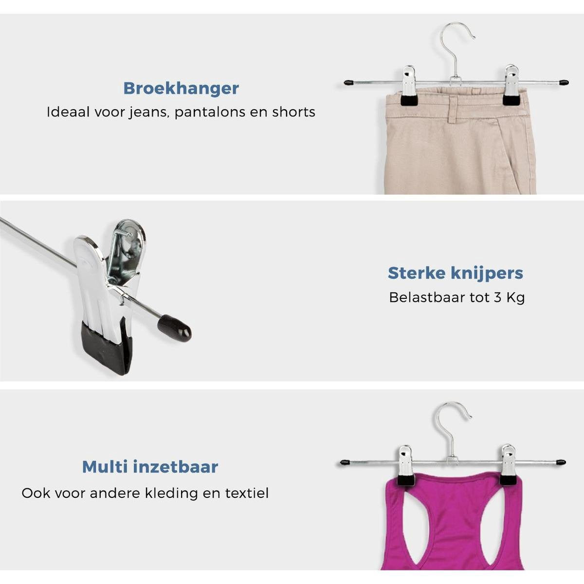 LifeGoods Cintres pour pantalons - 20 pièces - antidérapant - métal